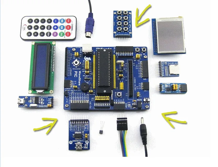 

PIC18F4520-I/P PIC18F4520 PIC 8-bit RISC Development Evaluation Board +14 Accessory Modules = Open18F4520 Package B