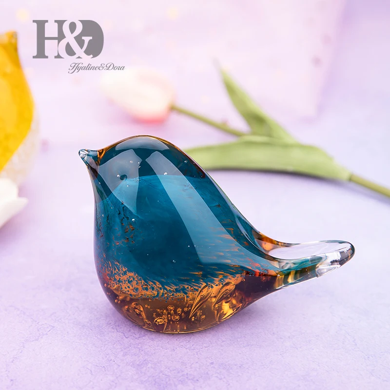 H&D 9 Styles Glass Blown Paperweight Bird Craft Unique Handmade Fancy Collectibles Gifts for Wedding Office Decor