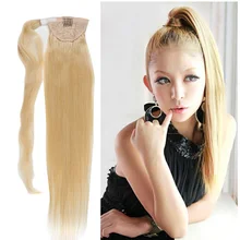 613# Blonde Human Hair Ponytail Clip In Hair Extensions 20inch Long Length Ponytail Human Hair Extensions
