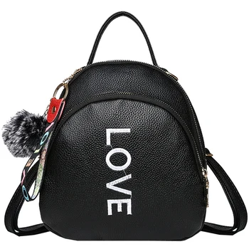 

BEAU-Small Backpack School Backpack Girl Beach Bag Girl Hair Ball PU Shoulder Bag Travel Shoulder Bag