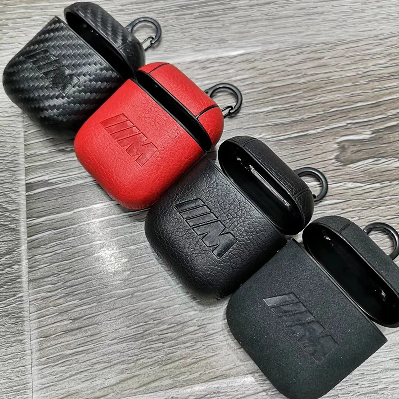 

Carbon fiber soft leather Wireless Earphone Charging Cover Bag for Apple AirPods 1 2 car AMG Motorsport Bluetooth Headset Box