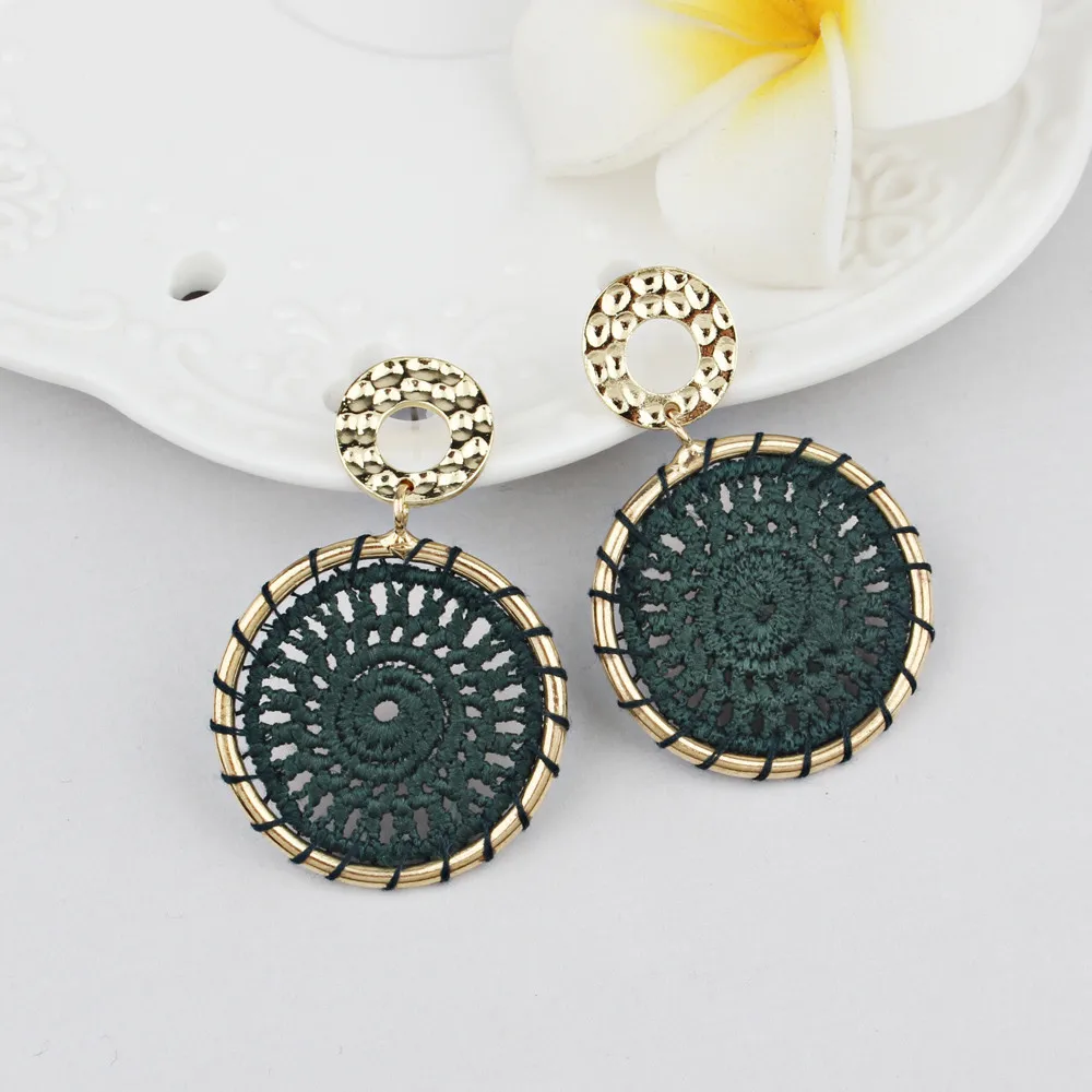 

Women's Knitted Round Pendant Earrings For National Wind Studs Ornaments10.8