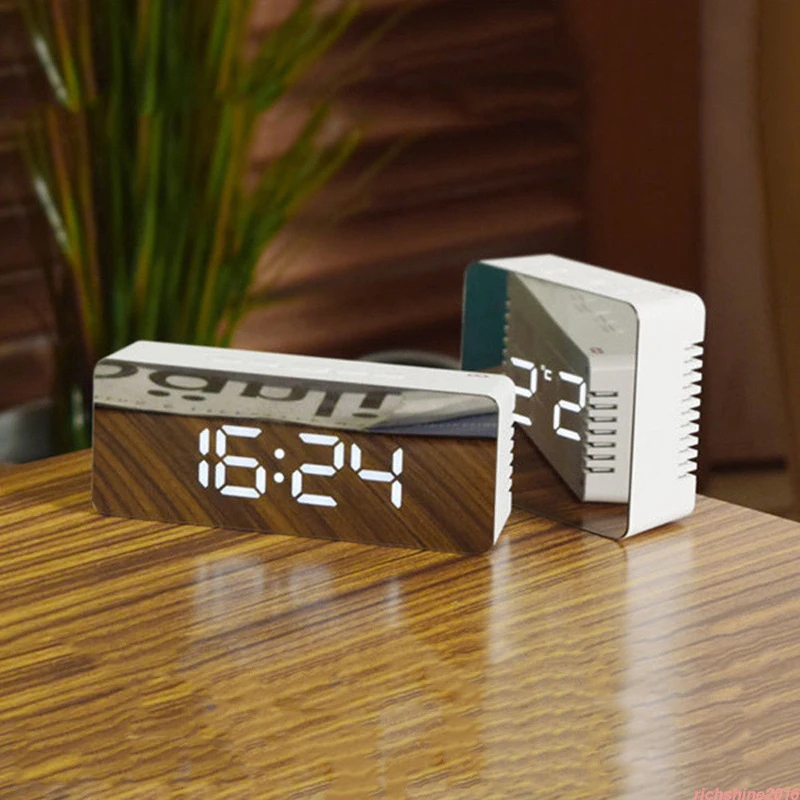 Светодиодные зеркальные будильник цифровые повтора настольные часы Wake Up Light