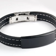 Спортивные Панк мужские ювелирные изделия, черный силиконовый браслет, Резиновые Спортивные из нержавеющей стали, крутой браслет, браслет для рождественских подарков