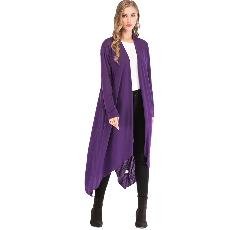 

FLORATA Women Sweater Casual Purple Black Crochet Knitted Cardigan Long-sleeve Solid Color Sweater Cardigans Blouse
