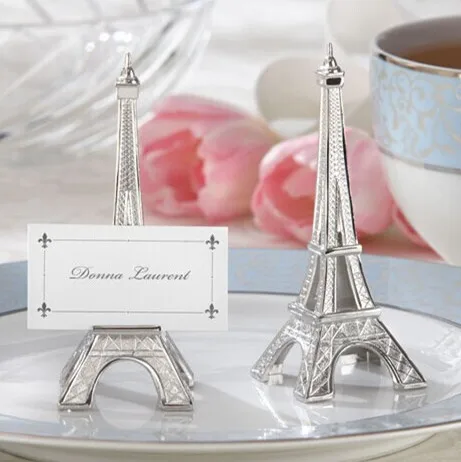 

Free shipping 20pcs/lot wedding favor"Evening in Paris" Eiffel Tower Silver-Finish Place Card/Holder