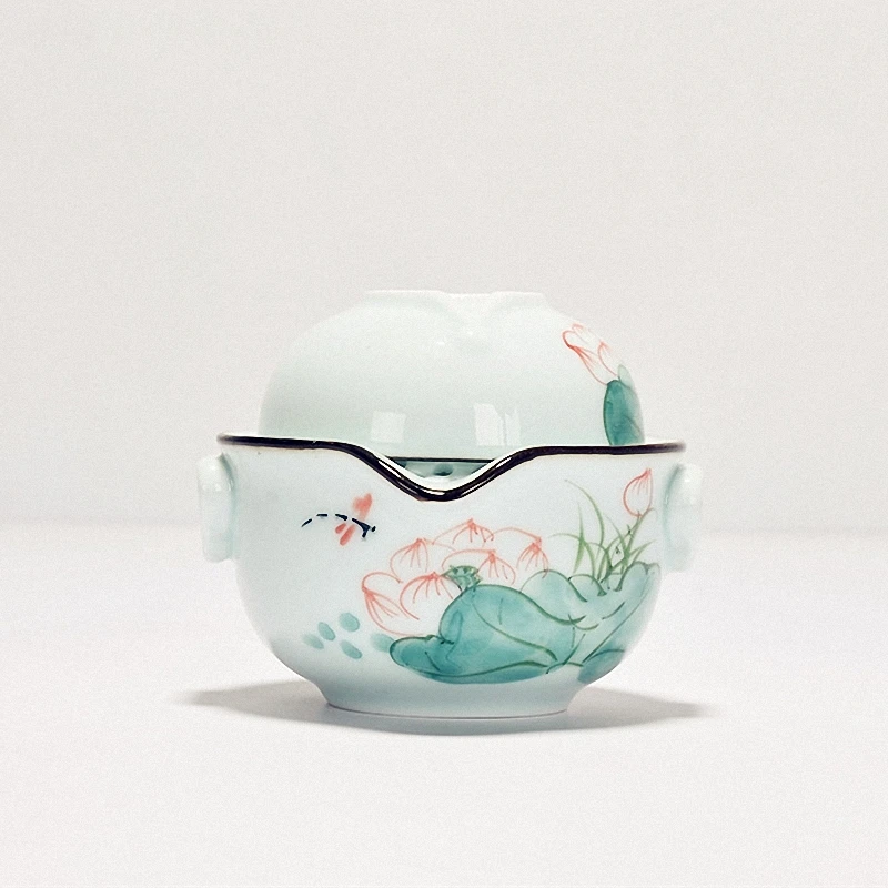 

Celadon Handpainted Portable Teapots Ceramic Kung Fu Tea Set 1 Pot 1 Cups Hand Made Travel Set Gaiwan Chinese Tea Service