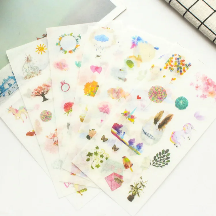 

6 pcs/pack Fantastic Flowers Beautiful Decorative Stickers Adhesive Stickers DIY Decoration Diary Stationery Children Gift