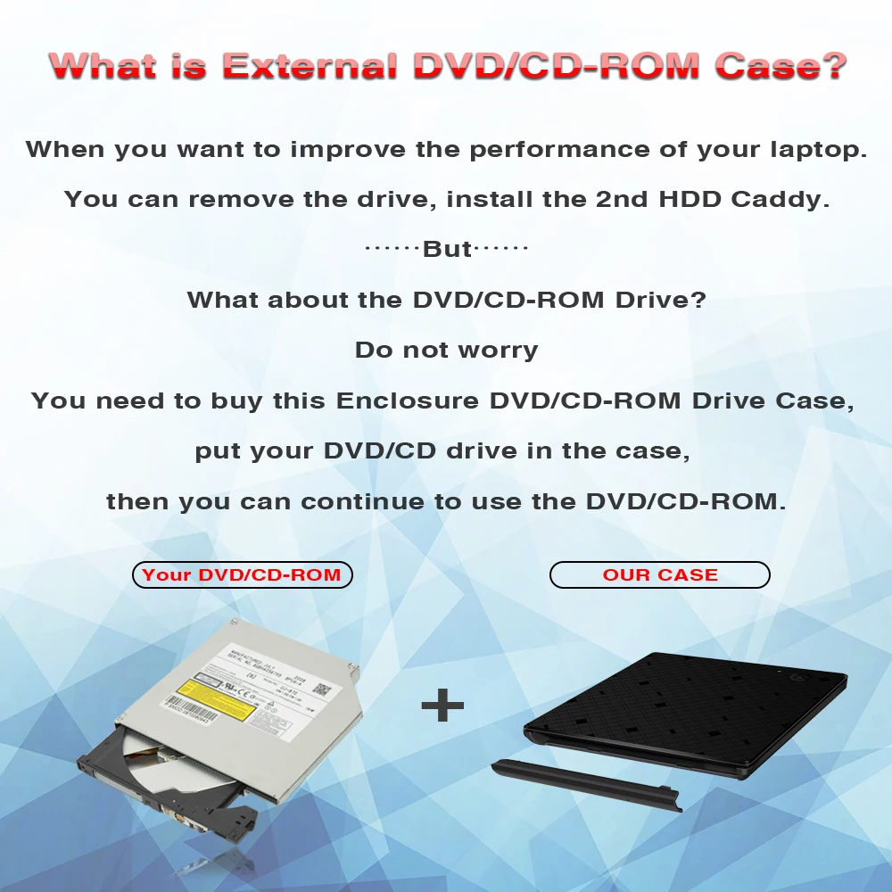 Внешний чехол DeepFox 9 5 мм USB 3 0 для CD/DVD RW с индуктивным сенсорным
