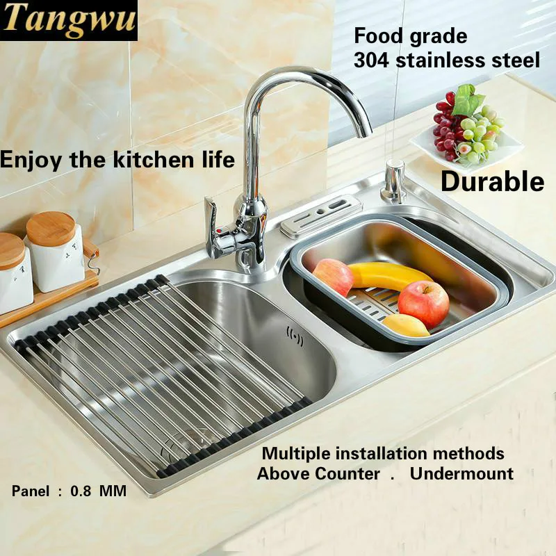 Кухонная раковина из нержавеющей стали Tangwu 304 двойной паз deluxe edition 75x4 0/78x42x22