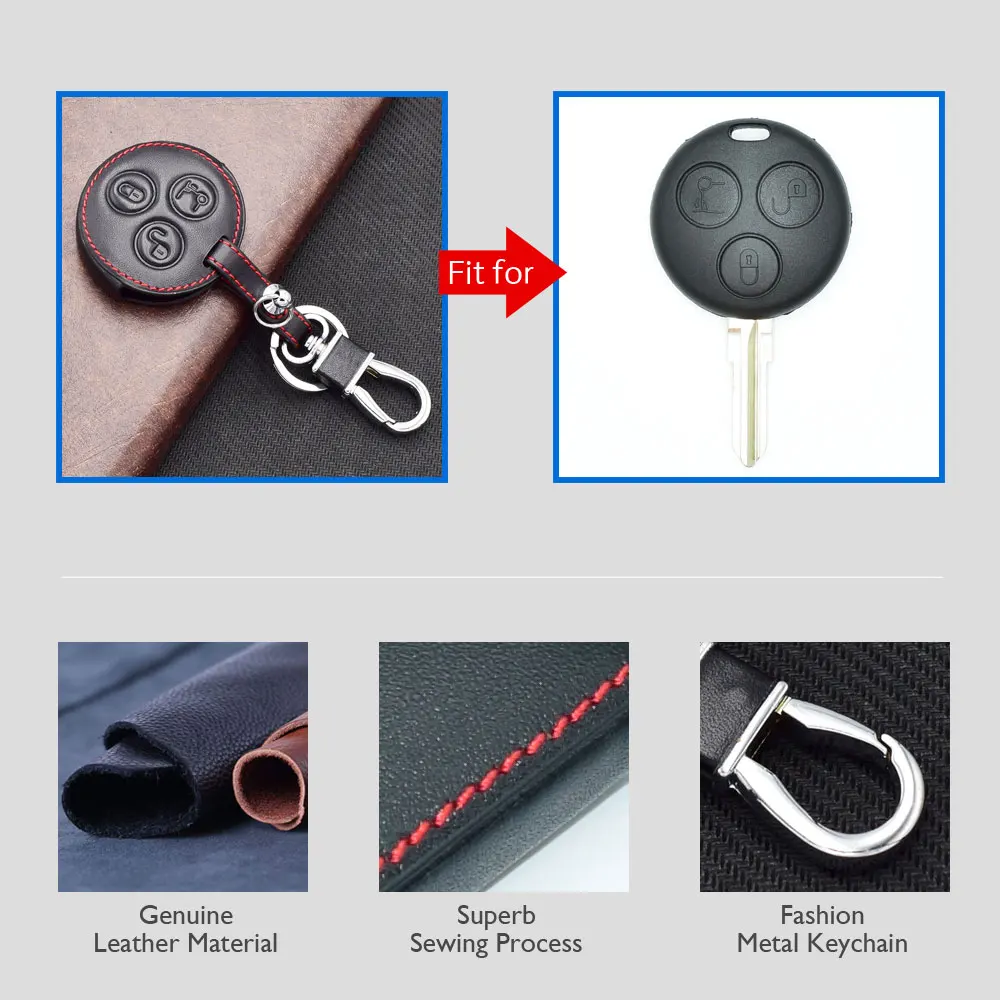 2 Mercedes Benz Smart Fortwo Forfour City leather car key case cover