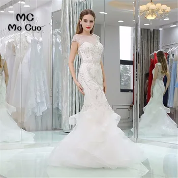 

Luxuries Robe de mariage 2017 Fashion Bridal Gowns Wedding Dresses Heavy Crystals Jewels vestido de noiva Mermaid Wedding Dress
