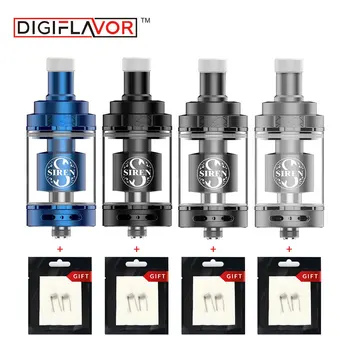 

Digiflavor Siren II GTA 4.5ml Genisis Tank Atomizer 24mm with Extra 2 pcs Clapton Coils & Cotton for Mouth to Lung MTL Vaping