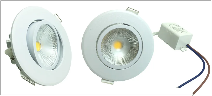 ZMISHIBO высокое качество круглый монолитный блок светодиодов Точечный светильник 70 мм отверстие Встраиваемый светодиодный светильник 5 W 110 V-230 V регулируемый угол для офиса