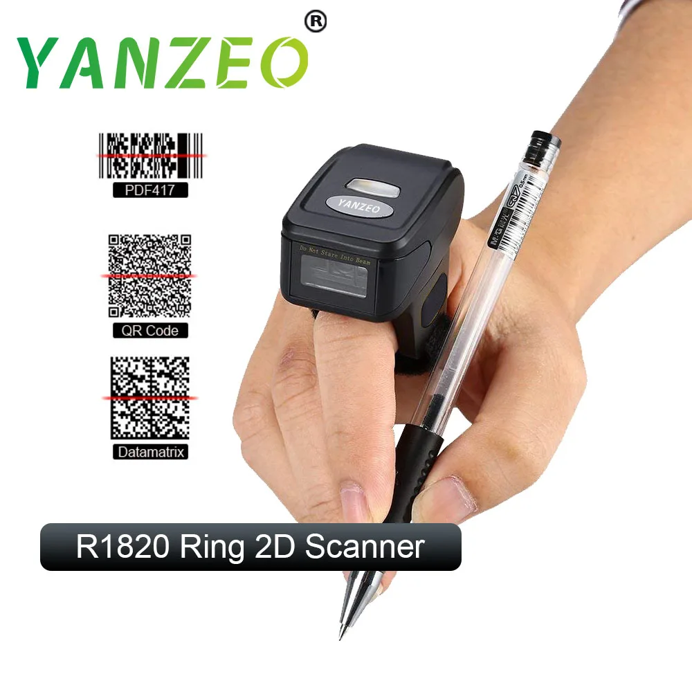 Yanzeo R1820 супер удобный портативный 2D QR кодер носимое кольцо беспроводной палец 2,4 г Bluetooth сканер штрих-кодов