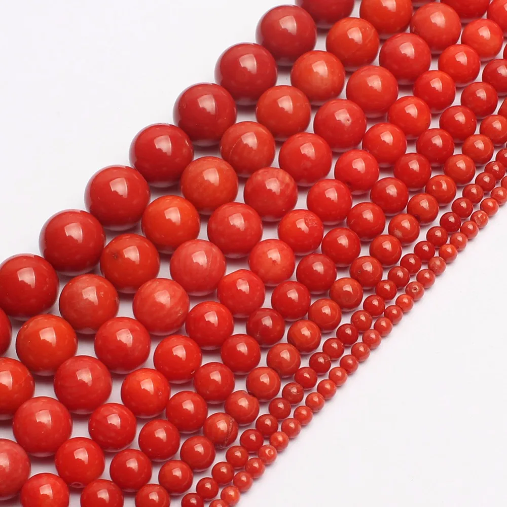 Buy AA+ Natural Red Coral Beads Round Loose Beads 2mm
