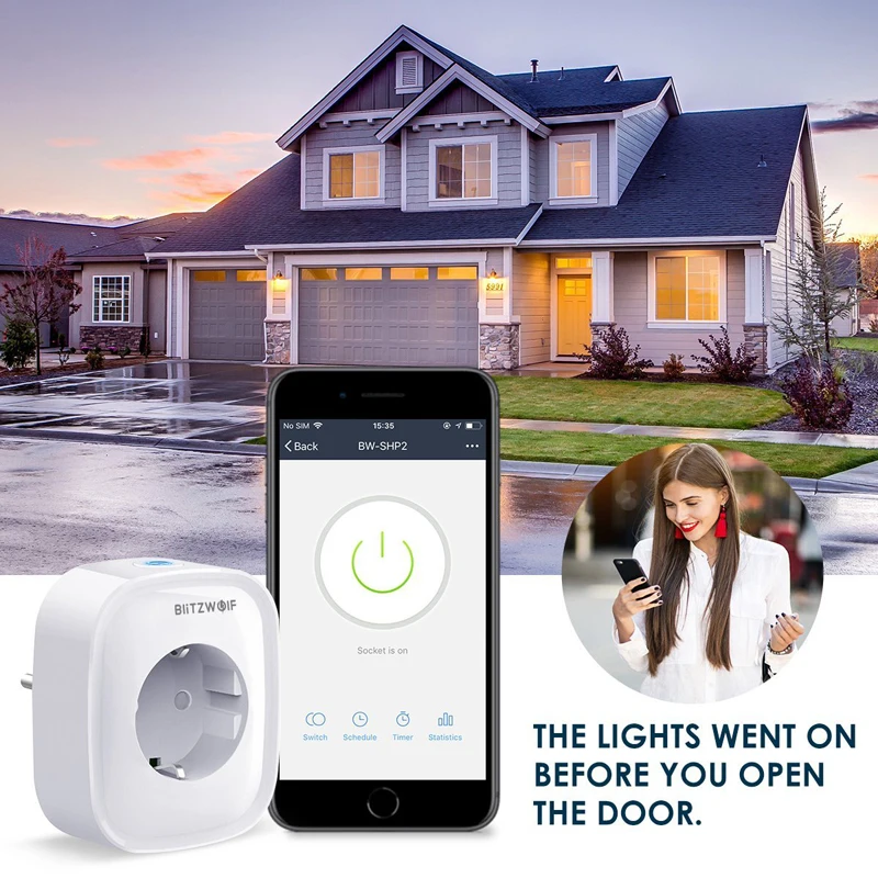BlitzWolf BW SHP2 WIFI умная розетка 220В 16А пульт дистанционного управления умный