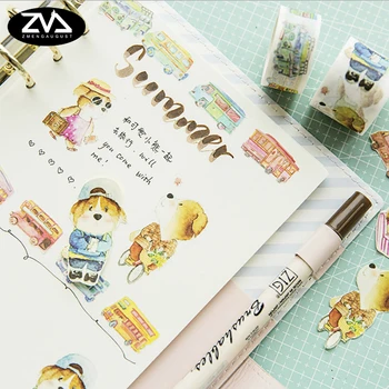 

1X Puppy cartoon car Washi Tape DIY decoration scrapbooking planner masking tape adhesive tape kawaii stationery Supply Escolar