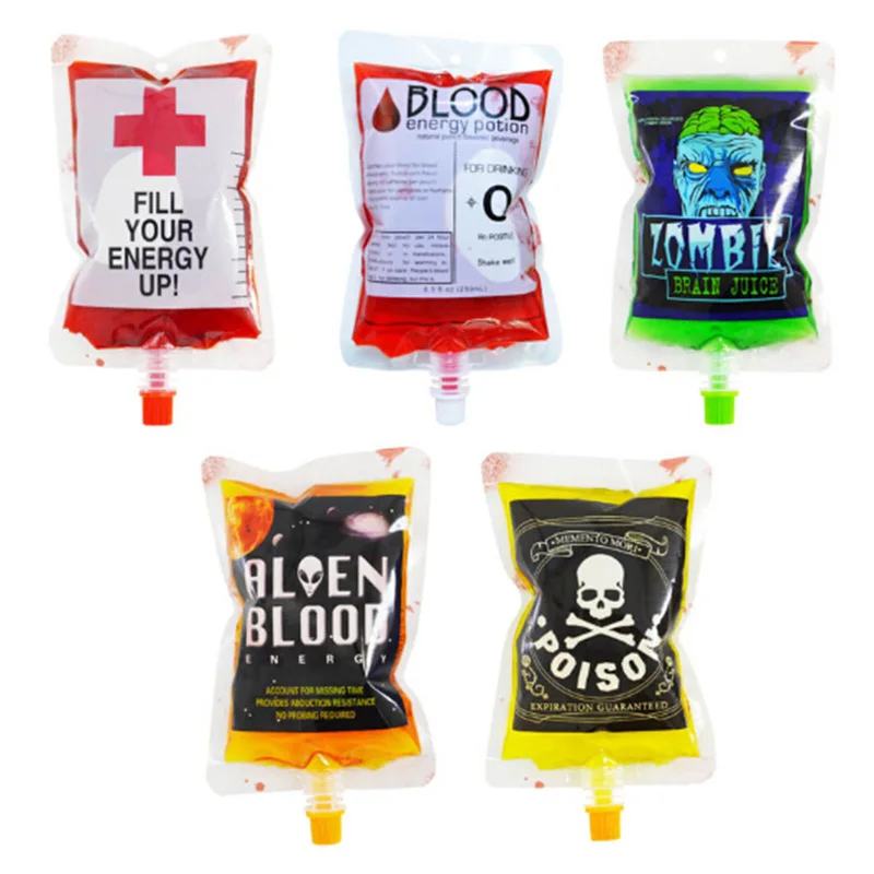 

250ml Transparent Clear Medical PVC Material Reusable Blood Energy Drink Bag Halloween Vampire Pouch Props Freeshipping