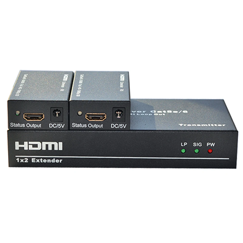 

TreasLin 1080P 60Hz HDMI Extender over Cat5 Cat6 Up to 60M HDMI Transmitter and Receiver HDMI Splitter for Camera TV DVD DVR STB