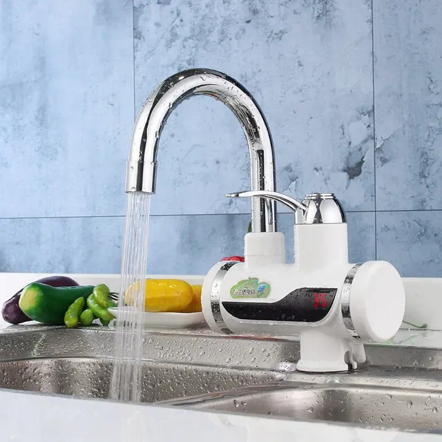 Electric Water Heater LED Digital Display Kitchen Faucet Tankless Instant Heating Kitchen Mixer Tap AU Plug Household 220V 3000W