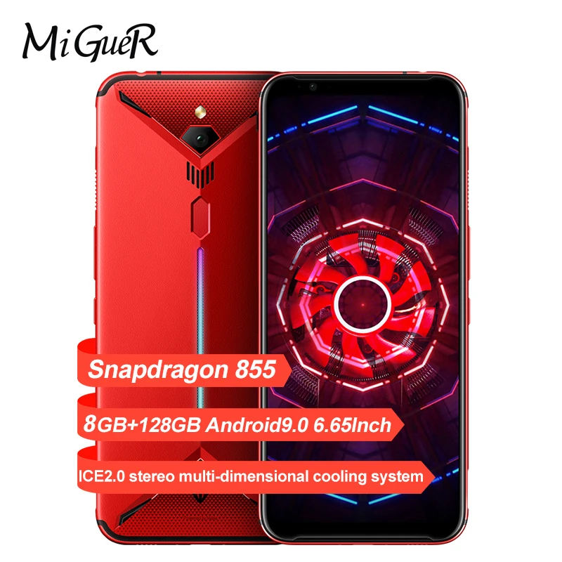 

ZTE Nubia Red Magic 3 Mobile phone 6.65" Snapdragon 855 Octa core Fingerprint Front 48MP Rear 16MP 8GB 128GB 5000mAh Game Phone