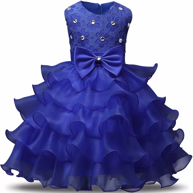 Детское платье с цветочным узором для девочек Бальные платья, многослойные платья для девочек, вечерние платья принцессы для девочек возрастом от 1 года до 2 лет, платье для крещения на день рождения - Цвет: L