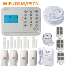 KONLEN wi-fi домашняя Безопасность GSM PSTN сигнализация беспроводные охранные наборы с детектор дыма и газа камера Android IOS приложение управление