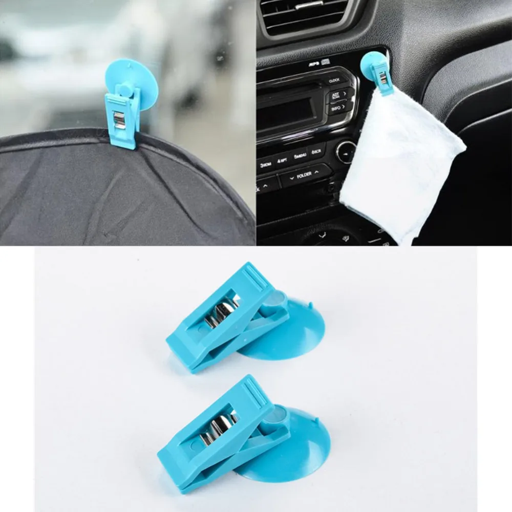 

2Pcs Safe Holder Organizer Clip Car Durable Portable Convenient Windshield Parking Card Ticket with Suction Sucker #276466