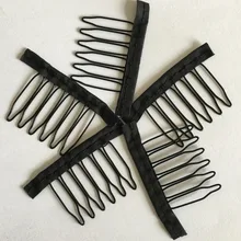 20-40 pcs/Lot black color cloth wig combs 6 teeth hair wig clips for full lace wig cap wig accessories