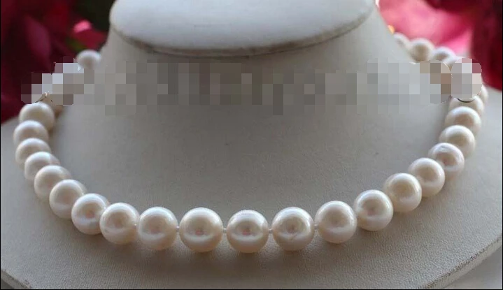

17.5" Genuine Natural 12mm White Round Pearl Necklace 18kgp #f1984!^^^@^Noble style Natural Fine jewe FREE SHIPPING