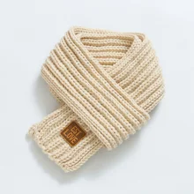 Модный красивый вязаный шарф, осенне-зимний однотонный шарф для маленьких мальчиков и девочек, теплые трикотажные шарфы для шеи