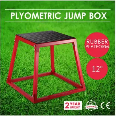 

Plyometric Platform Box Exercise Jump Boxes Fitness Height Step Boxes Training 12\" Red