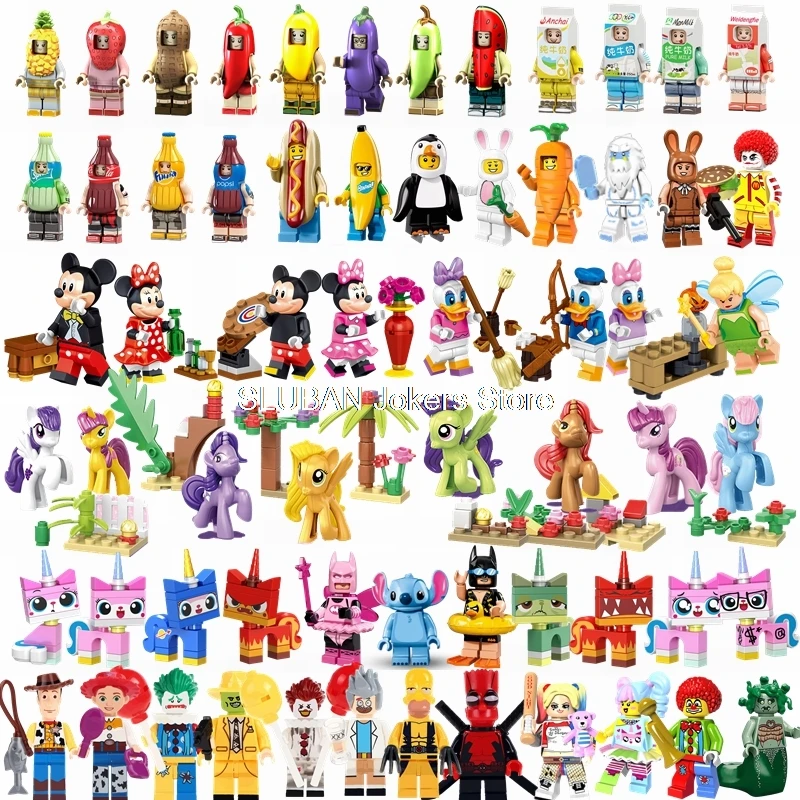 

Legoing Friends Unikitty Building Blocks Toys for Children Compatible Legoings Super Heroes Batman Stitch Joker Figures Simpsons