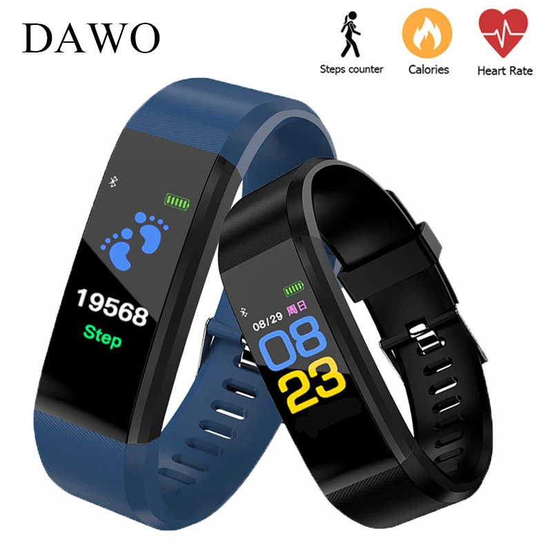 

DAWO 115Plus Smart Fitness Bracelet Tracker Colorful Screen Blood Pressure Heart Rate Monitor Women Watch PK fitbits miband 2
