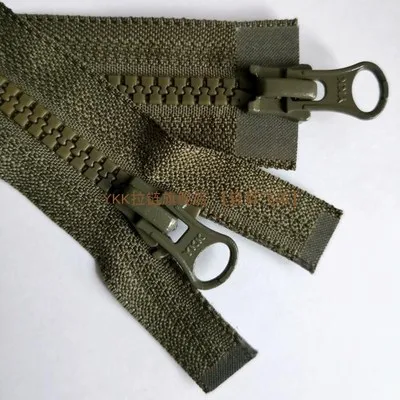 

Free shipping army green zipper 70cm 76cm 79cm 90cm 5# resin double sliders zipper Down jacket zipper