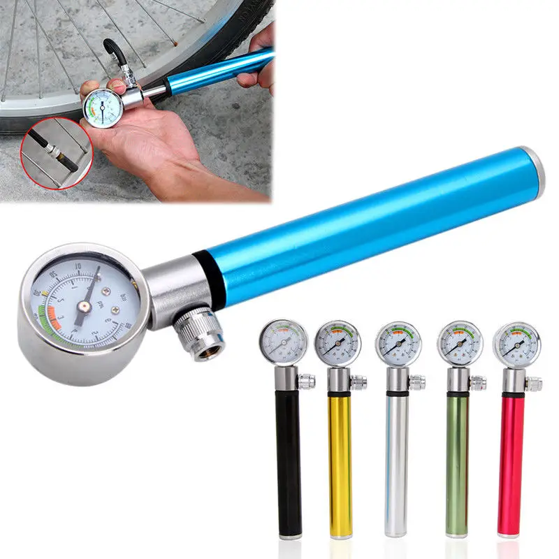 Bicycle Pump With Gauge High Pressure Hand Mini Pump Hose Air Inflator
