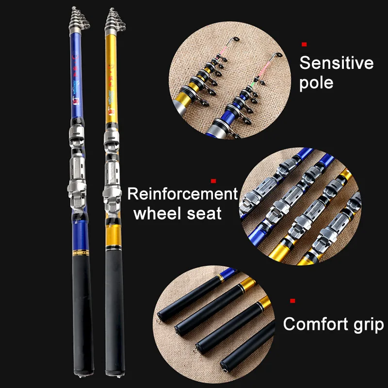 Портативный моря Удочка Углеродного Волокна 1,8/2,1/2,4/2,7/3,0 М телескопический Спиннинг Катушка Рыболовные снасти XD88