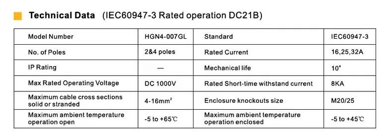 Высокое качество солнечной системы 1000VDC 32A PV DC изолятор переключатель с MC4 разъем