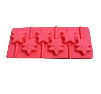 

Silicone mold 6 lattices double Pentagram lollipop mold DIY star chocolate mold comes with plastic rod CP146
