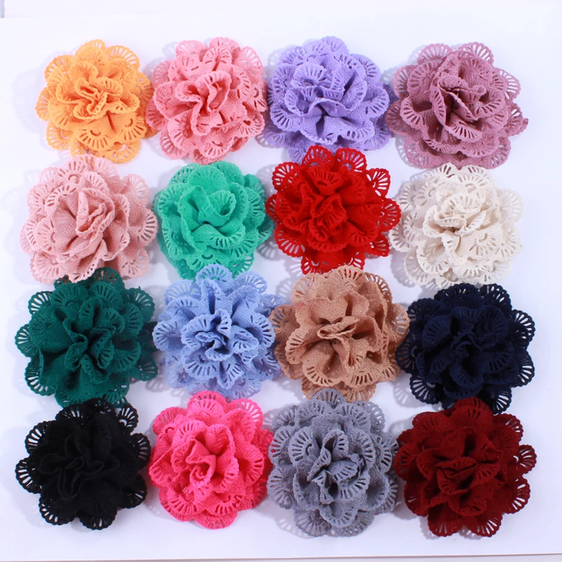 

120PCS 10CM Chiffon Fabric Ballerina Flowers For Hair Clips DIY Supplies Weddings Garment Shoes Accessories U Pick Color