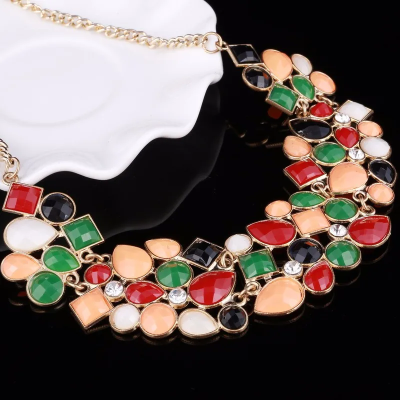 MINHIN, женское ожерелье, Геометрическая подвеска, Золотая цепочка, многоцветные камни, полимерные воротники-ожерелья, свадебные ювелирные изделия, подарок