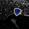 Anillos para las mujeres Real de oro amarillo de 14K de 9x9mm Natural diamante tanzanita anillo de aniversario para esposa Amor de regalo de la joyería ► Foto 3/6