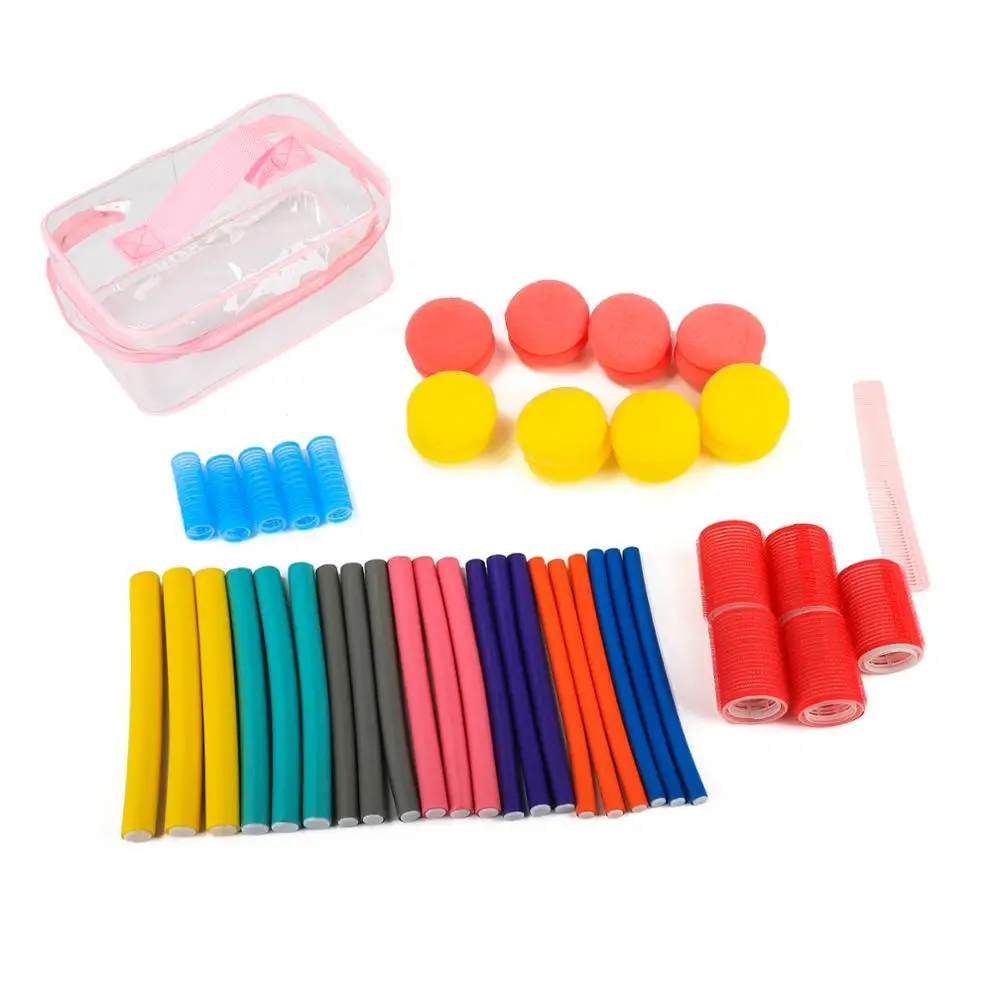 40pcs/set Soft Hair Curler Tool No Harmful Magic Hair Care Rollers Silicone Hair Curling Styling Rollers Sponge - Цвет: Hair Rollers Set