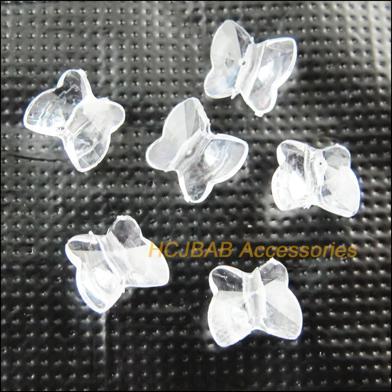 

Fashion 100Pcs Clear Plastic Acrylic Clear Faceted Butterfly Charms Spacer Beads 9x10mm