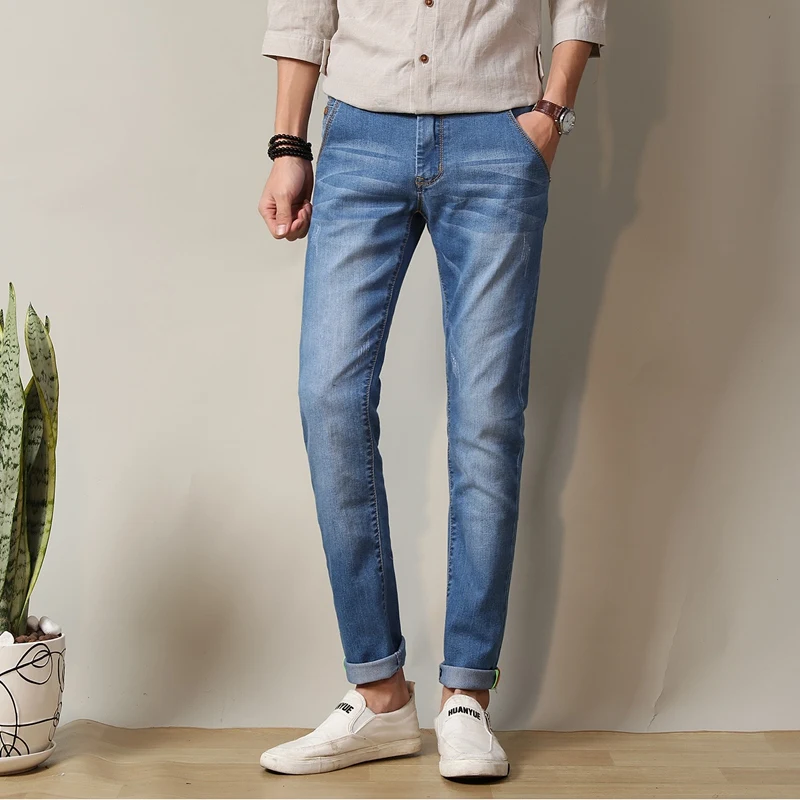 New Arrivals 2017 Brand Men Classic Black Denim Jeans Stretch Slim Fit Denim Plus Size Full