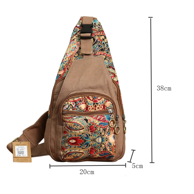 Coofit Национальный Стиль парусиновый нагрудный мини рюкзак модный стильный через плечо красочные цветочные сумки-мессенджеры для девочек сумки для школы унисекс