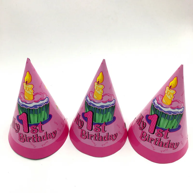 

6PCS/LOT MY FIRST BIRTHDAY PARTY HATS KIDS BIRTHDAY PARTY SUPPLIES PARTY CAPS GIRLS BIRTHDAY PARTY FAVORS ONE YEARS OLD HATS