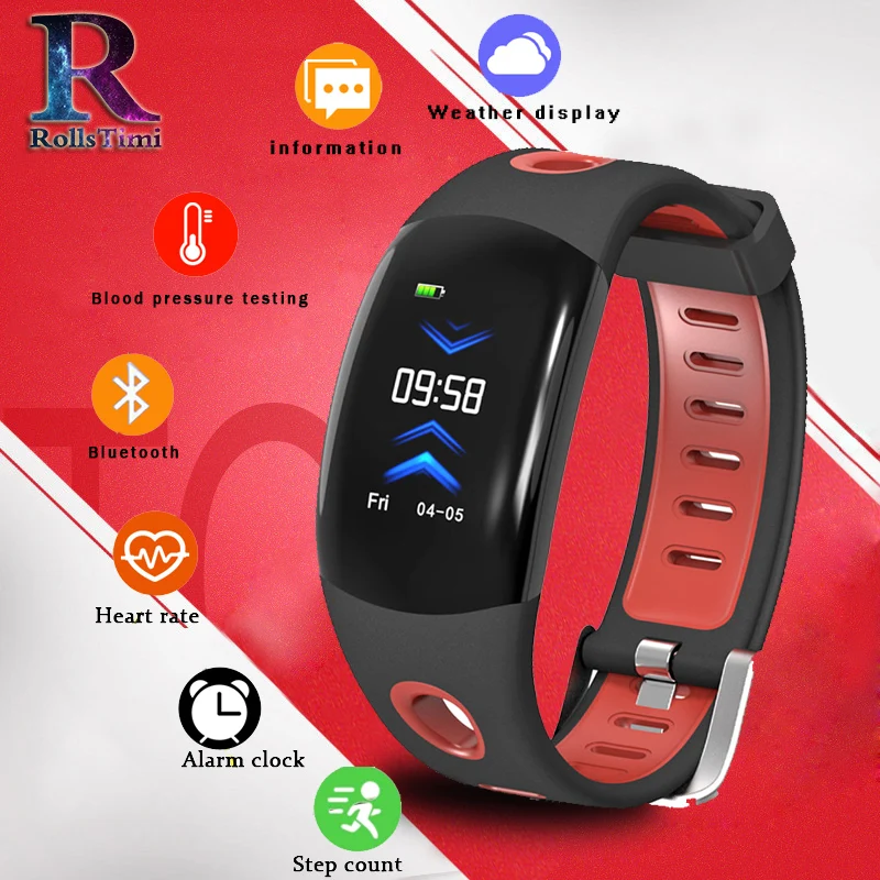 

2018 New Style RollsTimi Hands Raise Light Up Heart Rate Monitor Pedometer Swim Smart Watch Color LCD Screen For iOS Android