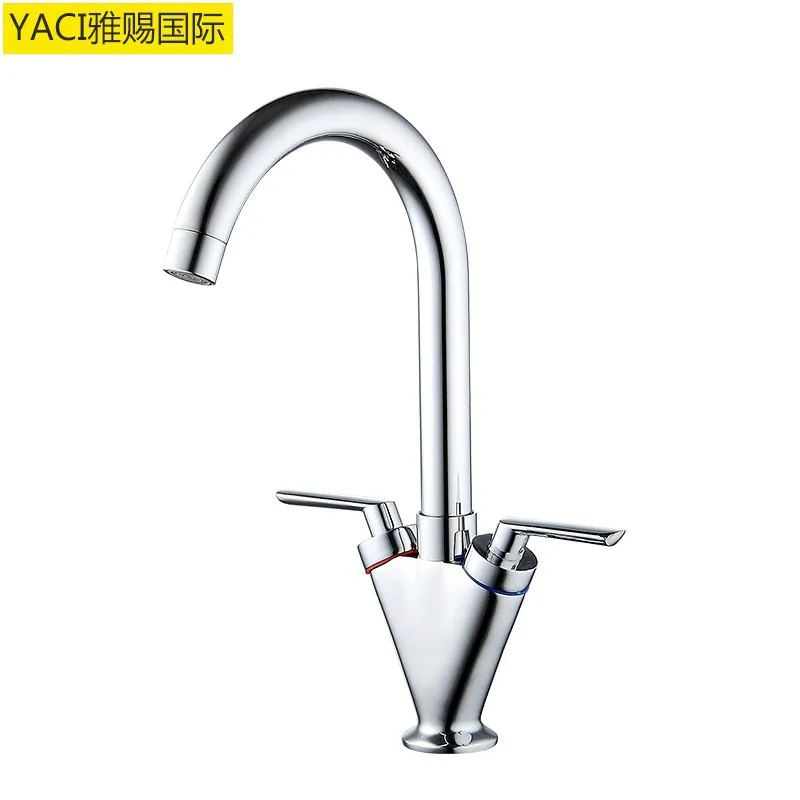 

Vidric Manufacturers wholesale copper hot and cold double handle kitchen faucet double handle single hole faucet sink faucet